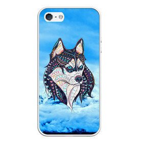 Чехол для iPhone 5/5S матовый с принтом Siberian Husky в Белгороде, Силикон | Область печати: задняя сторона чехла, без боковых панелей | at | bowwow | dog | hound | pooch | арт | гончая | гончая собака | горы | деревья | лес | снег | собака | хаски | холод