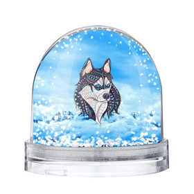 Снежный шар с принтом Siberian Husky в Белгороде, Пластик | Изображение внутри шара печатается на глянцевой фотобумаге с двух сторон | at | bowwow | dog | hound | pooch | арт | гончая | гончая собака | горы | деревья | лес | снег | собака | хаски | холод