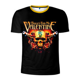 Мужская футболка 3D спортивная с принтом Bullet For My Valentine в Белгороде, 100% полиэстер с улучшенными характеристиками | приталенный силуэт, круглая горловина, широкие плечи, сужается к линии бедра | bullet for my valentine | пуля для моей возлюбленной