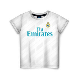 Детская футболка 3D с принтом Real Madrid в Белгороде, 100% гипоаллергенный полиэфир | прямой крой, круглый вырез горловины, длина до линии бедер, чуть спущенное плечо, ткань немного тянется | Тематика изображения на принте: real madrid | королевский клуб | реал мадрид | форма