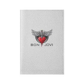 Обложка для паспорта матовая кожа с принтом Bon Jovi в Белгороде, натуральная матовая кожа | размер 19,3 х 13,7 см; прозрачные пластиковые крепления | its my life | бон жови | джон бон джови | кровь | меч | сердце
