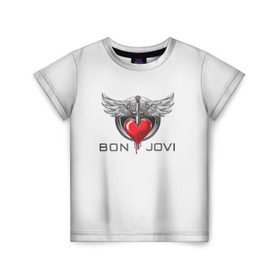 Детская футболка 3D с принтом Bon Jovi в Белгороде, 100% гипоаллергенный полиэфир | прямой крой, круглый вырез горловины, длина до линии бедер, чуть спущенное плечо, ткань немного тянется | its my life | бон жови | джон бон джови | кровь | меч | сердце