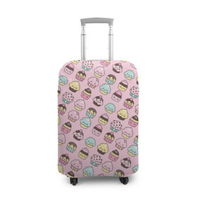 Чехол для чемодана 3D с принтом Каваи Кексики в Белгороде, 86% полиэфир, 14% спандекс | двустороннее нанесение принта, прорези для ручек и колес | аниме | вкусняшка | детский | еда | капкейки | лапуля | милота | милый | мимими | няша | розовый
