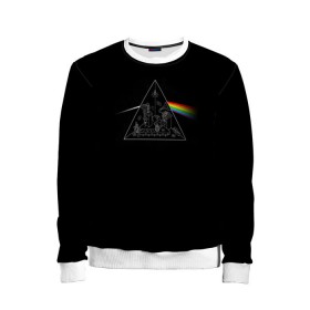 Детский свитшот 3D с принтом Pink Floyd Make Rainbow в Белгороде, 100% полиэстер | свободная посадка, прямой крой, мягкая тканевая резинка на рукавах и понизу свитшота | англия | басы | британия | гитара | группа | логотип | музыка | песни | пинк флойд | призма | радуга | рок | свет