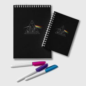 Блокнот с принтом Pink Floyd Make Rainbow в Белгороде, 100% бумага | 48 листов, плотность листов — 60 г/м2, плотность картонной обложки — 250 г/м2. Листы скреплены удобной пружинной спиралью. Цвет линий — светло-серый
 | англия | басы | британия | гитара | группа | логотип | музыка | песни | пинк флойд | призма | радуга | рок | свет