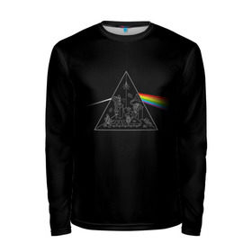 Мужской лонгслив 3D с принтом Pink Floyd Make Rainbow в Белгороде, 100% полиэстер | длинные рукава, круглый вырез горловины, полуприлегающий силуэт | англия | басы | британия | гитара | группа | логотип | музыка | песни | пинк флойд | призма | радуга | рок | свет