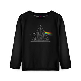 Детский лонгслив 3D с принтом Pink Floyd Make Rainbow в Белгороде, 100% полиэстер | длинные рукава, круглый вырез горловины, полуприлегающий силуэт
 | англия | басы | британия | гитара | группа | логотип | музыка | песни | пинк флойд | призма | радуга | рок | свет