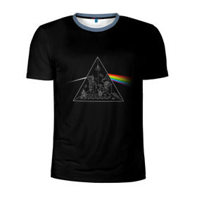 Мужская футболка 3D спортивная с принтом Pink Floyd Make Rainbow в Белгороде, 100% полиэстер с улучшенными характеристиками | приталенный силуэт, круглая горловина, широкие плечи, сужается к линии бедра | англия | басы | британия | гитара | группа | логотип | музыка | песни | пинк флойд | призма | радуга | рок | свет