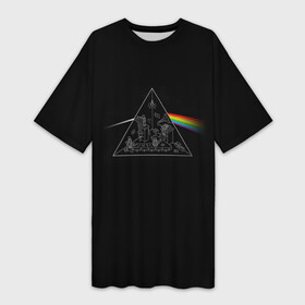 Платье-футболка 3D с принтом Pink Floyd Make Rainbow в Белгороде,  |  | англия | басы | британия | гитара | группа | логотип | музыка | песни | пинк флойд | призма | радуга | рок | свет