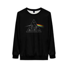Женский свитшот 3D с принтом Pink Floyd Make Rainbow в Белгороде, 100% полиэстер с мягким внутренним слоем | круглый вырез горловины, мягкая резинка на манжетах и поясе, свободная посадка по фигуре | англия | басы | британия | гитара | группа | логотип | музыка | песни | пинк флойд | призма | радуга | рок | свет