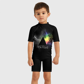 Детский купальный костюм 3D с принтом Pink Floyd Logo в Белгороде, Полиэстер 85%, Спандекс 15% | застежка на молнии на спине | англия | басы | британия | гитара | группа | дым | космос | логотип | музыка | песни | пинк флойд | призма | радуга | рок | свет