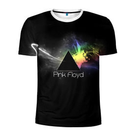 Мужская футболка 3D спортивная с принтом Pink Floyd Logo в Белгороде, 100% полиэстер с улучшенными характеристиками | приталенный силуэт, круглая горловина, широкие плечи, сужается к линии бедра | англия | басы | британия | гитара | группа | дым | космос | логотип | музыка | песни | пинк флойд | призма | радуга | рок | свет