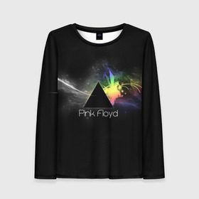 Женский лонгслив 3D с принтом Pink Floyd Logo в Белгороде, 100% полиэстер | длинные рукава, круглый вырез горловины, полуприлегающий силуэт | англия | басы | британия | гитара | группа | дым | космос | логотип | музыка | песни | пинк флойд | призма | радуга | рок | свет