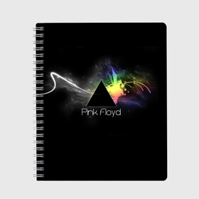Тетрадь с принтом Pink Floyd Logo в Белгороде, 100% бумага | 48 листов, плотность листов — 60 г/м2, плотность картонной обложки — 250 г/м2. Листы скреплены сбоку удобной пружинной спиралью. Уголки страниц и обложки скругленные. Цвет линий — светло-серый
 | англия | басы | британия | гитара | группа | дым | космос | логотип | музыка | песни | пинк флойд | призма | радуга | рок | свет