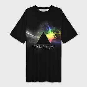 Платье-футболка 3D с принтом Pink Floyd Logo в Белгороде,  |  | англия | басы | британия | гитара | группа | дым | космос | логотип | музыка | песни | пинк флойд | призма | радуга | рок | свет