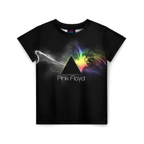 Детская футболка 3D с принтом Pink Floyd Logo в Белгороде, 100% гипоаллергенный полиэфир | прямой крой, круглый вырез горловины, длина до линии бедер, чуть спущенное плечо, ткань немного тянется | англия | басы | британия | гитара | группа | дым | космос | логотип | музыка | песни | пинк флойд | призма | радуга | рок | свет