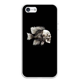 Чехол для iPhone 5/5S матовый с принтом Рыба Скелет в Белгороде, Силикон | Область печати: задняя сторона чехла, без боковых панелей | анатомия | кости | море | плавники | принт | рисунок | рыбный | рыбы | тату | ужас | хвост | череп | черный | чешуя