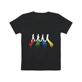 Детская футболка хлопок с принтом Beatles Color в Белгороде, 100% хлопок | круглый вырез горловины, полуприлегающий силуэт, длина до линии бедер | Тематика изображения на принте: beatles | music | rock | битлз | краски | леннон | маккартни | музыка | переход | рок | старр | харрисон | цвет