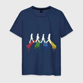 Мужская футболка хлопок с принтом Beatles Color в Белгороде, 100% хлопок | прямой крой, круглый вырез горловины, длина до линии бедер, слегка спущенное плечо. | beatles | music | rock | битлз | краски | леннон | маккартни | музыка | переход | рок | старр | харрисон | цвет