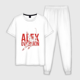 Мужская пижама хлопок с принтом Alex Ovechkin в Белгороде, 100% хлопок | брюки и футболка прямого кроя, без карманов, на брюках мягкая резинка на поясе и по низу штанин
 | 
