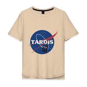 Мужская футболка хлопок Oversize с принтом Tardis NASA в Белгороде, 100% хлопок | свободный крой, круглый ворот, “спинка” длиннее передней части | doctor who | space | tardis | time machine | будка | время. пространство | доктор кто | космос | машина времени | наса | сериал | тардис