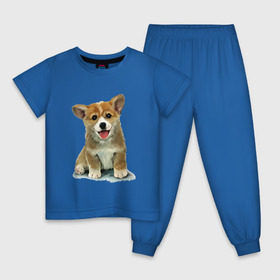 Детская пижама хлопок с принтом Коржик в Белгороде, 100% хлопок |  брюки и футболка прямого кроя, без карманов, на брюках мягкая резинка на поясе и по низу штанин
 | corgi | dog | korgi | вельш корги | дог | кардиган | корги | пемброк | собака | щенок