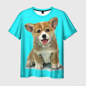 Мужская футболка 3D с принтом Корги в Белгороде, 100% полиэфир | прямой крой, круглый вырез горловины, длина до линии бедер | corgy | dog | korgi | puppy | вельш корги | кардиган | коржик | пемброк | собака | щенок