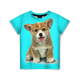 Детская футболка 3D с принтом Корги в Белгороде, 100% гипоаллергенный полиэфир | прямой крой, круглый вырез горловины, длина до линии бедер, чуть спущенное плечо, ткань немного тянется | corgy | dog | korgi | puppy | вельш корги | кардиган | коржик | пемброк | собака | щенок