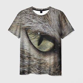 Мужская футболка 3D с принтом Кошачий глаз в Белгороде, 100% полиэфир | прямой крой, круглый вырез горловины, длина до линии бедер | Тематика изображения на принте: 