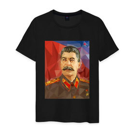 Мужская футболка хлопок с принтом Сталин в Белгороде, 100% хлопок | прямой крой, круглый вырез горловины, длина до линии бедер, слегка спущенное плечо. | ссср | сталин