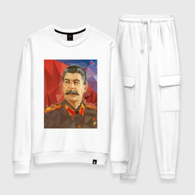 Женский костюм хлопок с принтом Сталин в Белгороде, 100% хлопок | на свитшоте круглая горловина, мягкая резинка по низу. Брюки заужены к низу, на них два вида карманов: два 
