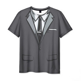 Мужская футболка 3D с принтом Костюм в Белгороде, 100% полиэфир | прямой крой, круглый вырез горловины, длина до линии бедер | Тематика изображения на принте: галстук | классика | костюм | пиджак | стиль | строгий