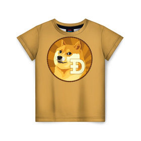 Детская футболка 3D с принтом Bitcoin в Белгороде, 100% гипоаллергенный полиэфир | прямой крой, круглый вырез горловины, длина до линии бедер, чуть спущенное плечо, ткань немного тянется | doge | meme | биткоин | доге