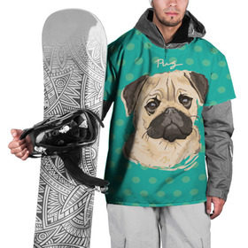 Накидка на куртку 3D с принтом Мопсик в Белгороде, 100% полиэстер |  | Тематика изображения на принте: dog | pug | арт | животное | кружочки | мопс | пес | собака | текстура