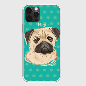 Чехол для iPhone 12 Pro Max с принтом Мопсик в Белгороде, Силикон |  | Тематика изображения на принте: dog | pug | арт | животное | кружочки | мопс | пес | собака | текстура