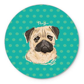 Коврик круглый с принтом Мопсик в Белгороде, резина и полиэстер | круглая форма, изображение наносится на всю лицевую часть | dog | pug | арт | животное | кружочки | мопс | пес | собака | текстура