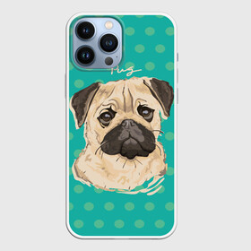 Чехол для iPhone 13 Pro Max с принтом Мопсик в Белгороде,  |  | dog | pug | арт | животное | кружочки | мопс | пес | собака | текстура