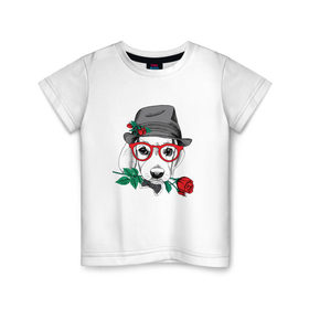 Детская футболка хлопок с принтом Gentleman в Белгороде, 100% хлопок | круглый вырез горловины, полуприлегающий силуэт, длина до линии бедер | 