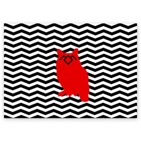Поздравительная открытка с принтом TWIN PEAKS в Белгороде, 100% бумага | плотность бумаги 280 г/м2, матовая, на обратной стороне линовка и место для марки
 | owl | арт | животные | полосы | птицы | сериал | сова | твин пикс | текстура | фильмы