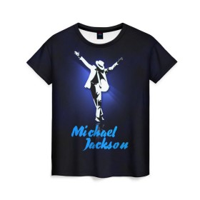 Женская футболка 3D с принтом Майкл Джексон в Белгороде, 100% полиэфир ( синтетическое хлопкоподобное полотно) | прямой крой, круглый вырез горловины, длина до линии бедер | michael jackson | король