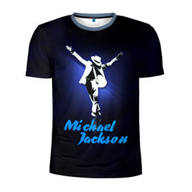 Мужская футболка 3D спортивная с принтом Майкл Джексон в Белгороде, 100% полиэстер с улучшенными характеристиками | приталенный силуэт, круглая горловина, широкие плечи, сужается к линии бедра | Тематика изображения на принте: michael jackson | король