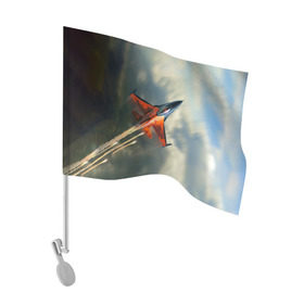 Флаг для автомобиля с принтом Красный F16 в Белгороде, 100% полиэстер | Размер: 30*21 см | самолет