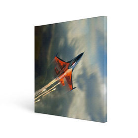 Холст квадратный с принтом Красный F16 в Белгороде, 100% ПВХ |  | Тематика изображения на принте: самолет