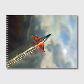 Альбом для рисования с принтом Красный F16 в Белгороде, 100% бумага
 | матовая бумага, плотность 200 мг. | Тематика изображения на принте: самолет