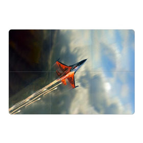 Магнитный плакат 3Х2 с принтом Красный F16 в Белгороде, Полимерный материал с магнитным слоем | 6 деталей размером 9*9 см | самолет