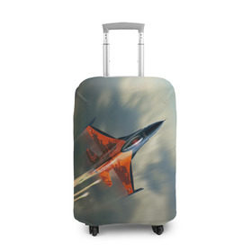 Чехол для чемодана 3D с принтом Красный F16 в Белгороде, 86% полиэфир, 14% спандекс | двустороннее нанесение принта, прорези для ручек и колес | самолет