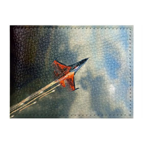 Обложка для студенческого билета с принтом Красный F16 в Белгороде, натуральная кожа | Размер: 11*8 см; Печать на всей внешней стороне | Тематика изображения на принте: самолет