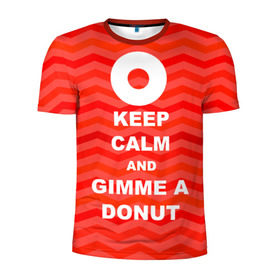 Мужская футболка 3D спортивная с принтом Gimme a donut в Белгороде, 100% полиэстер с улучшенными характеристиками | приталенный силуэт, круглая горловина, широкие плечи, сужается к линии бедра | Тематика изображения на принте: keep calm | полосы | сериал | твин пикс | текстура | фильмы