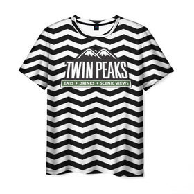 Мужская футболка 3D с принтом TWIN PEAKS в Белгороде, 100% полиэфир | прямой крой, круглый вырез горловины, длина до линии бедер | Тематика изображения на принте: полосы | сериал | твин пикс | текстура | фильмы