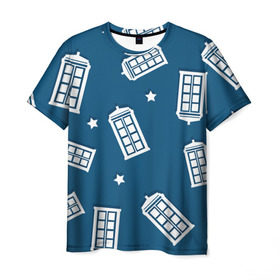 Мужская футболка 3D с принтом Тардис в Белгороде, 100% полиэфир | прямой крой, круглый вырез горловины, длина до линии бедер | doctor who | space | tardis | будка | время | доктор кто | космос | машина времени | небо | приключения | пространство | сериал | тардис